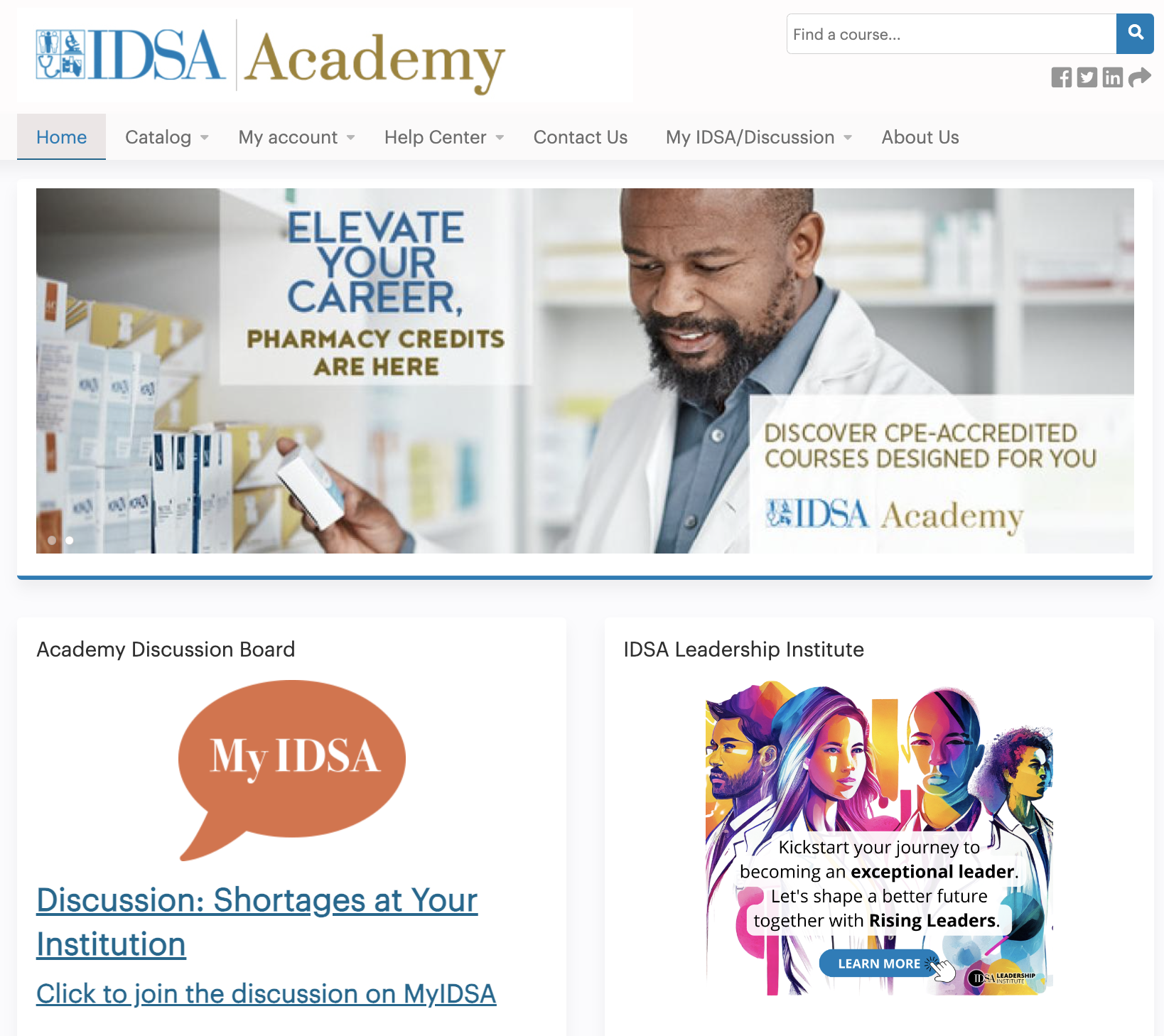 IDSA Academy Landing Page
